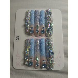 XL Stiletto Square Rhinestone, Glitter, Ombre Press On Nails